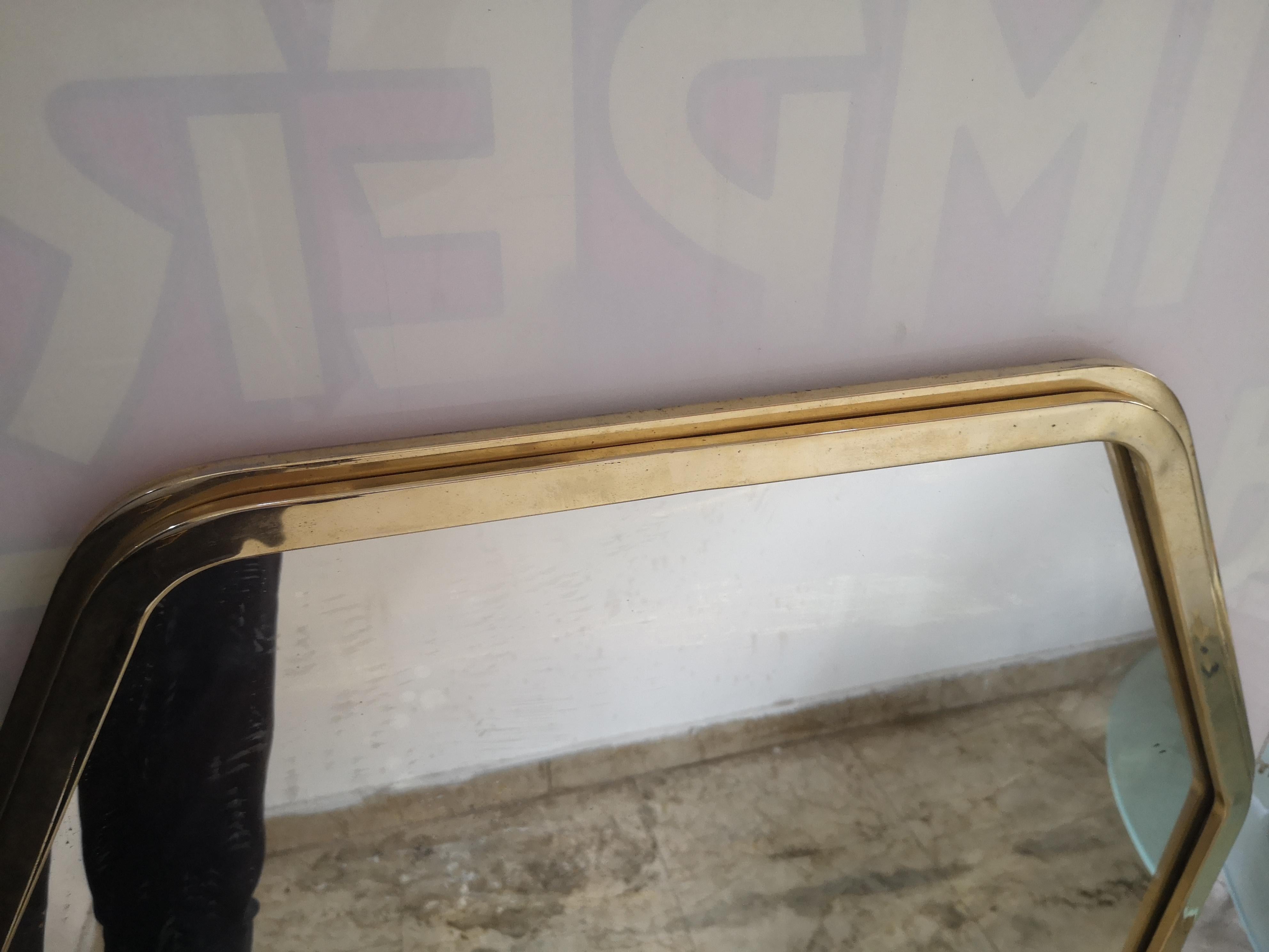 Vintage Italian brass wall mirror from the 80s For Sale at 1stDibs