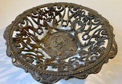Vintage Italian Bread or Fruit Bowl in Filigree Brass