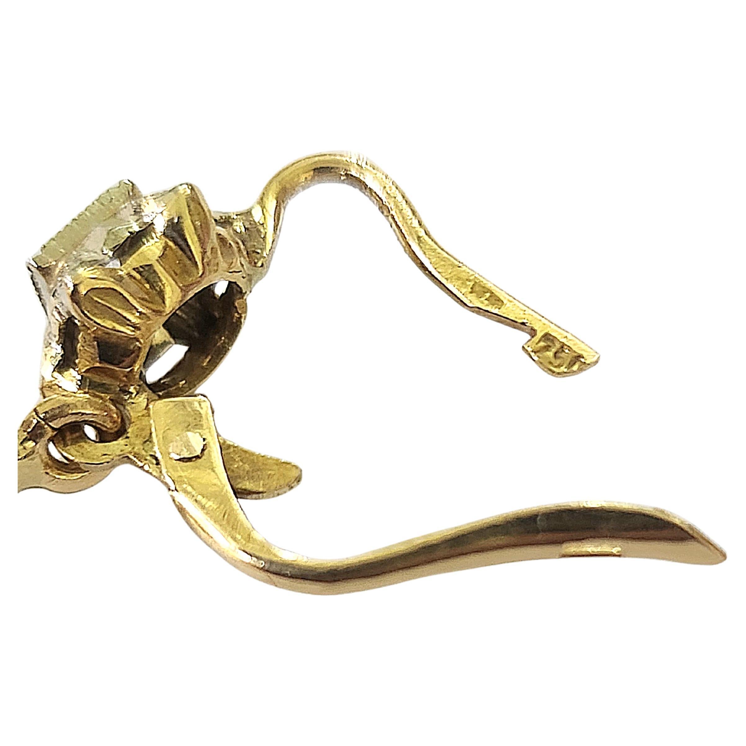 Vintage Italienisch Brillantschliff Diamant Gold Ohrringe Damen im Angebot