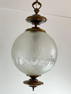 Luigi Caccia Dominioni Italian Bronze and Glass Chandelier 1970s