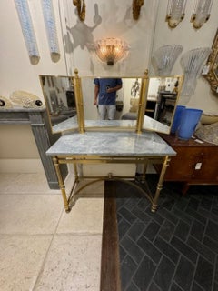 Tavolo da toilette in bronzo e marmo italiano d'epoca