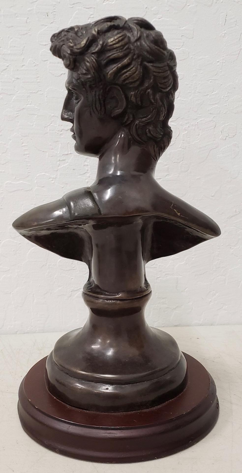 Cast Vintage Italian Bronze Bust of David Mid Century