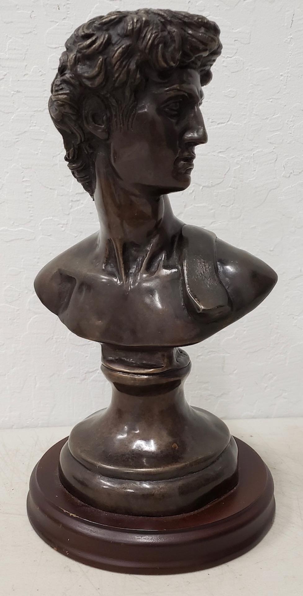 Vintage Italian Bronze Bust of David Mid Century In Good Condition In San Francisco, CA