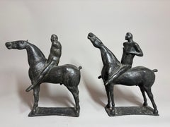 Esculturas ecuestres italianas antiguas de bronce al estilo de Marino Marini