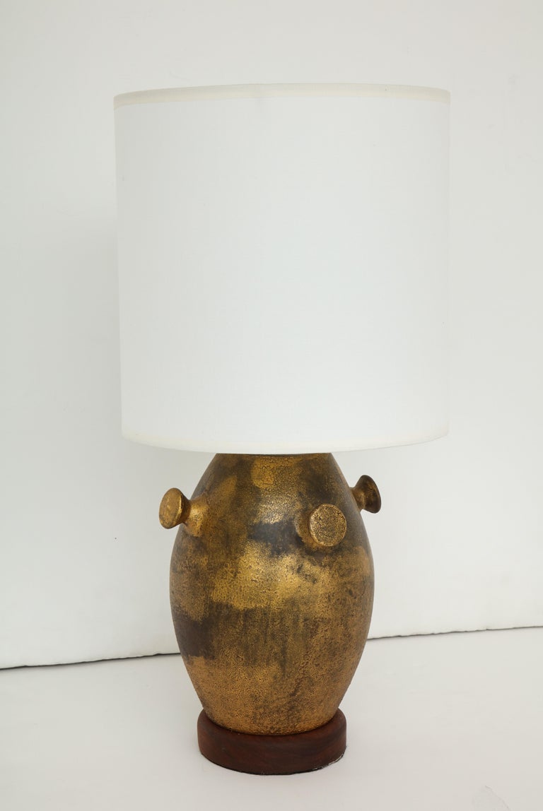 Vintage Italian Bronze Toned Pottery Table Lamp at 1stDibs