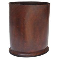 Vintage Italian Brown Leather Wastebasket