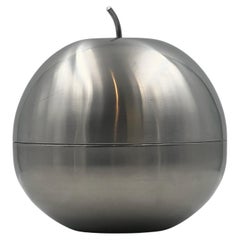 Used Italian Brushed Stainless Steel "Apple" Centerpiece Jar Morinox, 1970s