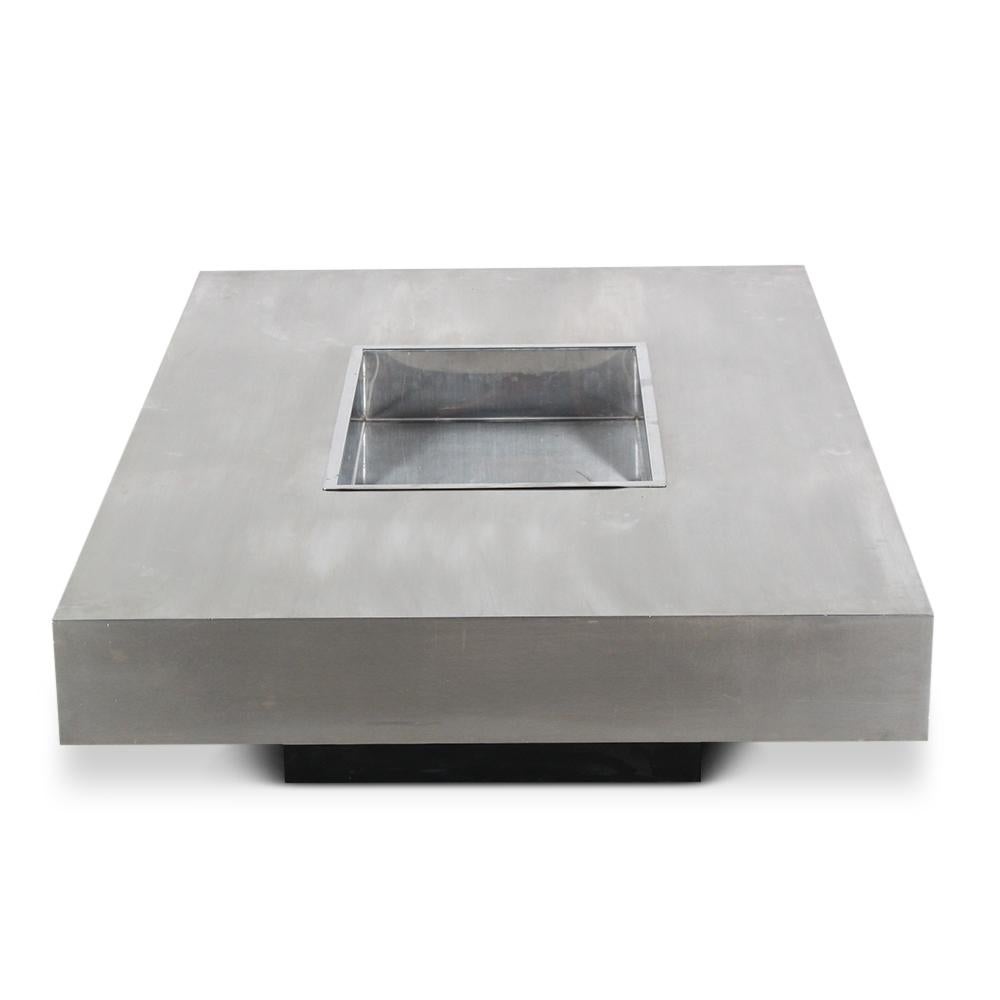 20th Century Vintage Italian Brushed Steel Coffee Table by Willy Rizzo
