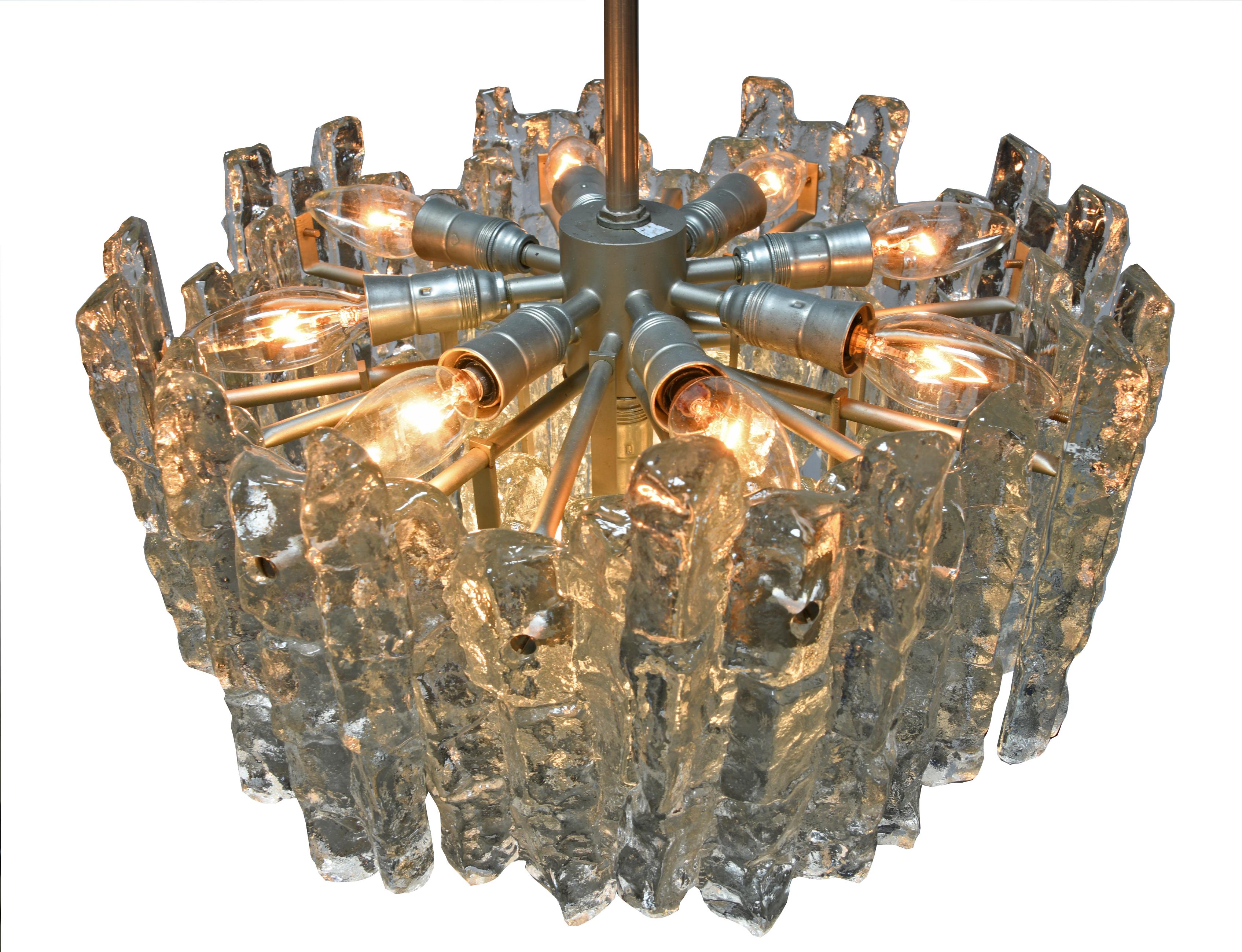 Hand-Crafted Vintage Italian Brutalist Glass Pendant – a modernist  delight! For Sale