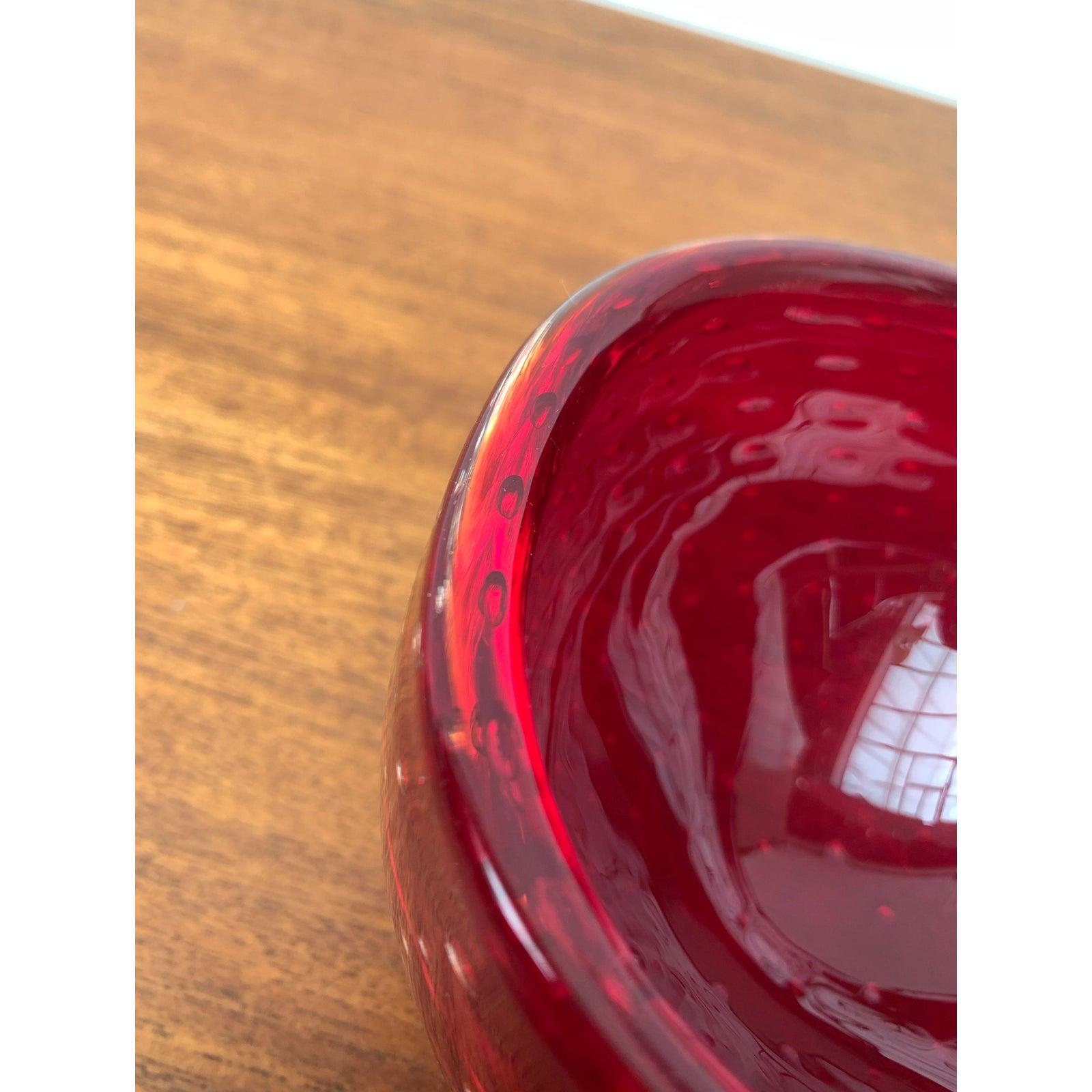 Bol à fraises italien en verre Bullicante, 1970 en vente 1