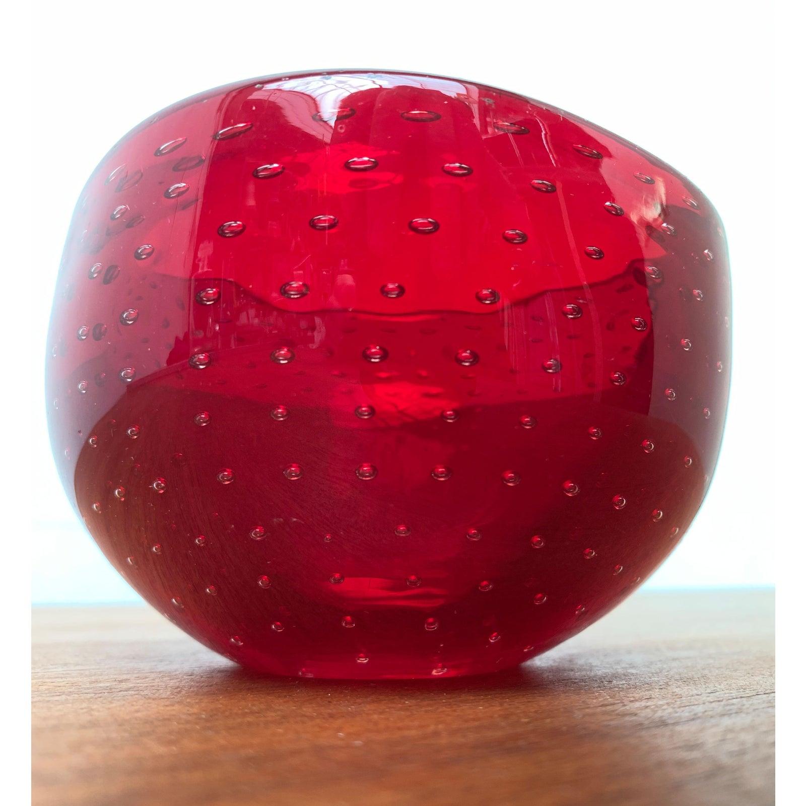 Bol à fraises italien en verre Bullicante, 1970 en vente 2