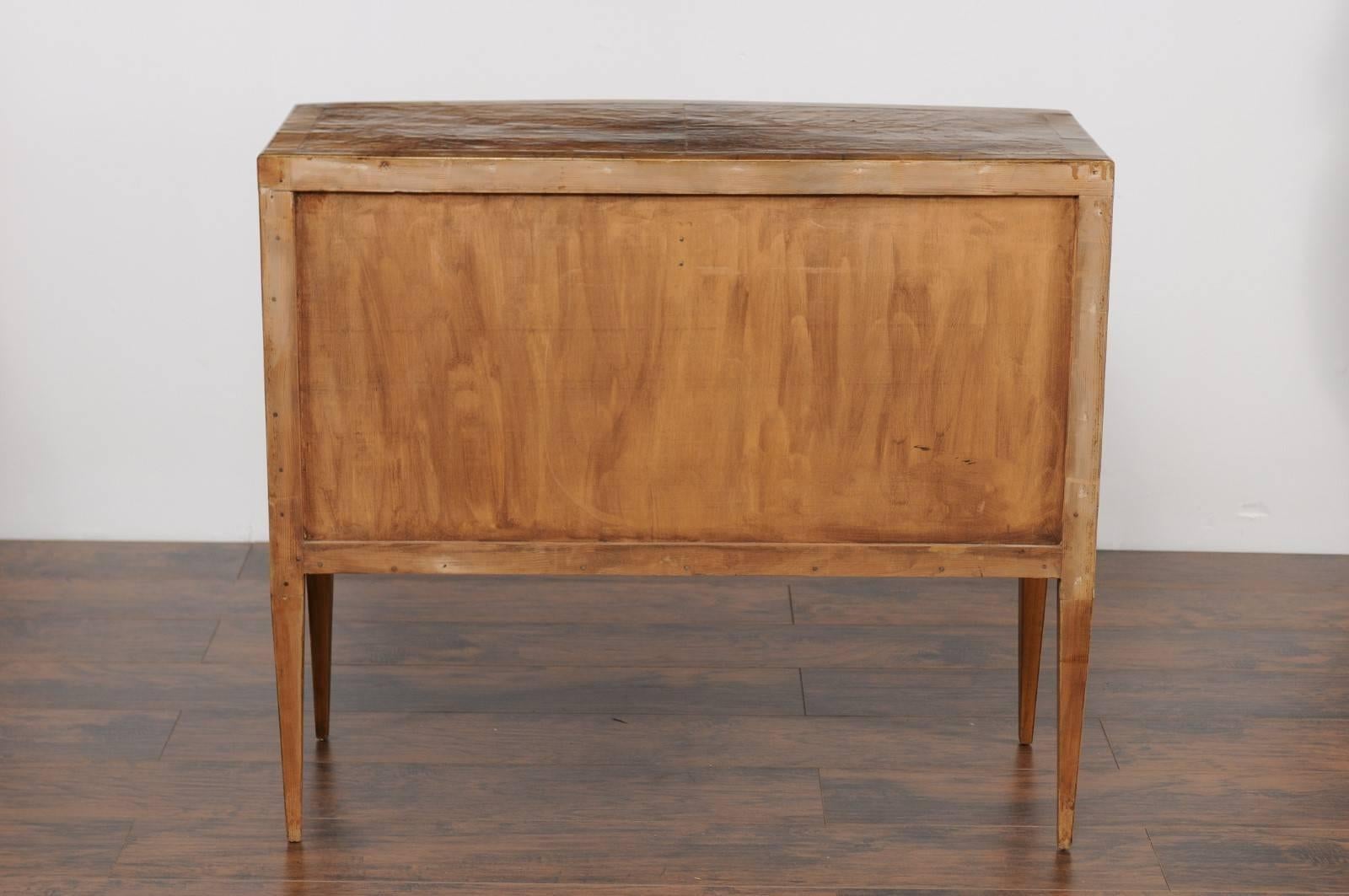Vintage Italian Burl Walnut Bow-Front Commode with Tapered Legs, circa 1960 2