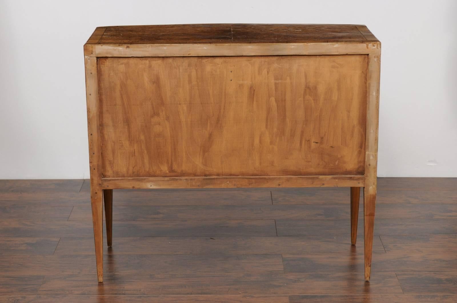 Vintage Italian Burl Walnut Bow-Front Commode with Tapered Legs, circa 1960 3