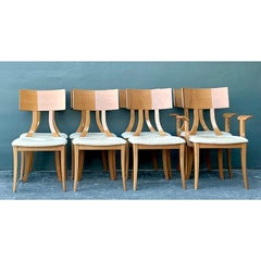 Sedie da pranzo Klismos vintage in Wood Wood e cromo - Set di 8 sedie