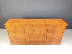 Vintage italian burl wood credenza, 1970s