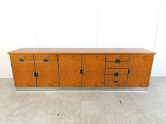 Vintage italian burl wood credenza, 1970s