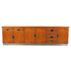 Credenza in radica italiana vintage, anni '70