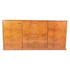 Vintage italian burl wood credenza, 1970s