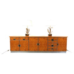 Vintage italian burl wood credenza, 1970s