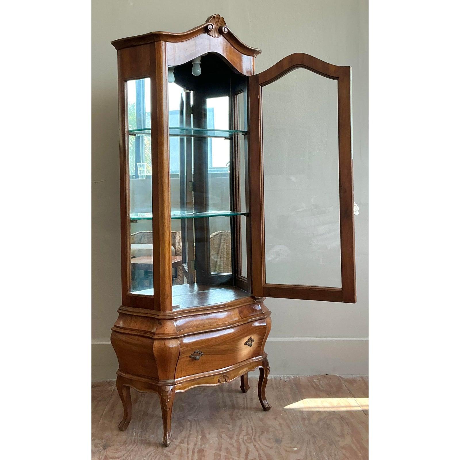 Rococò Mobile Curio in legno di radica italiano d'epoca in vendita