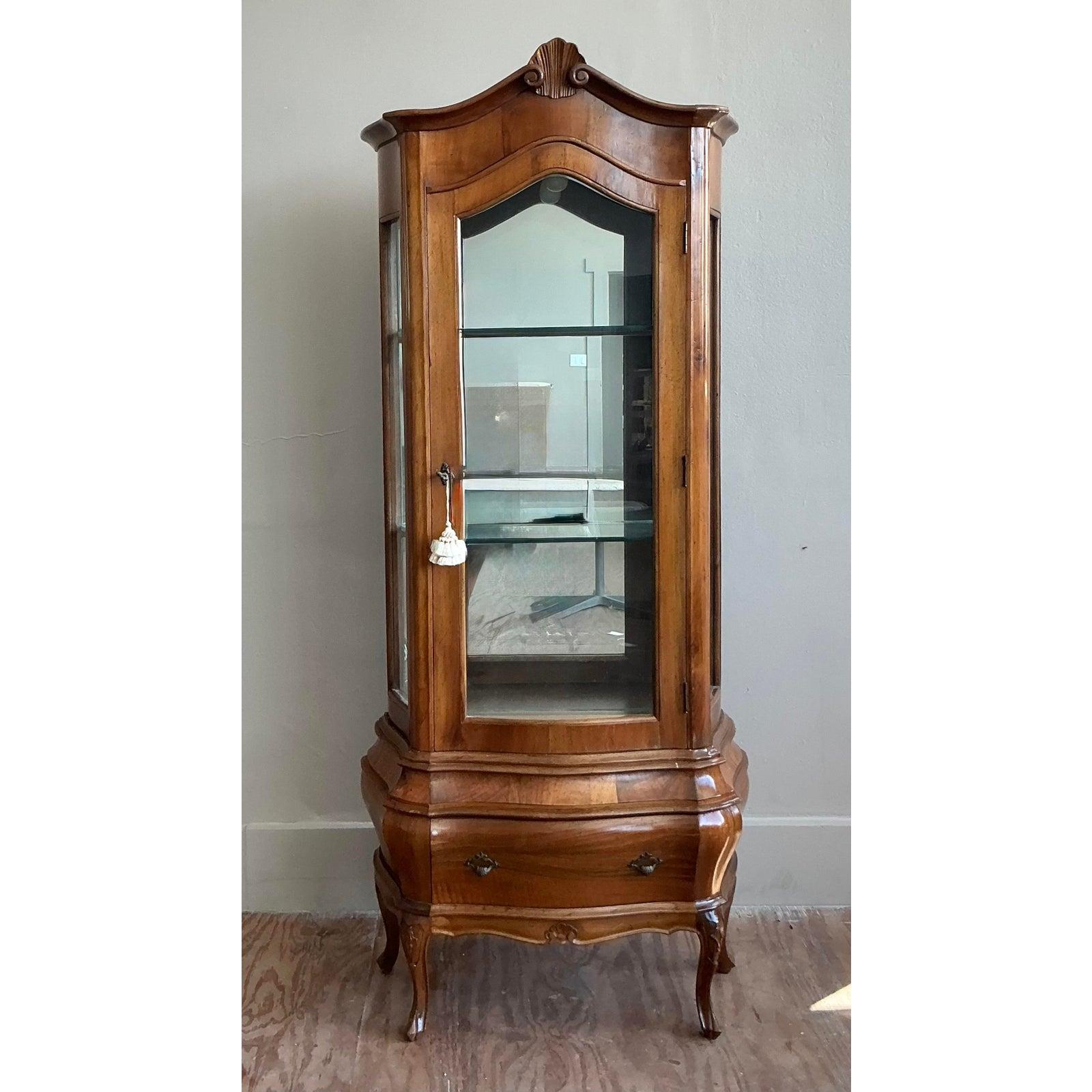 Vetro Mobile Curio in legno di radica italiano d'epoca in vendita