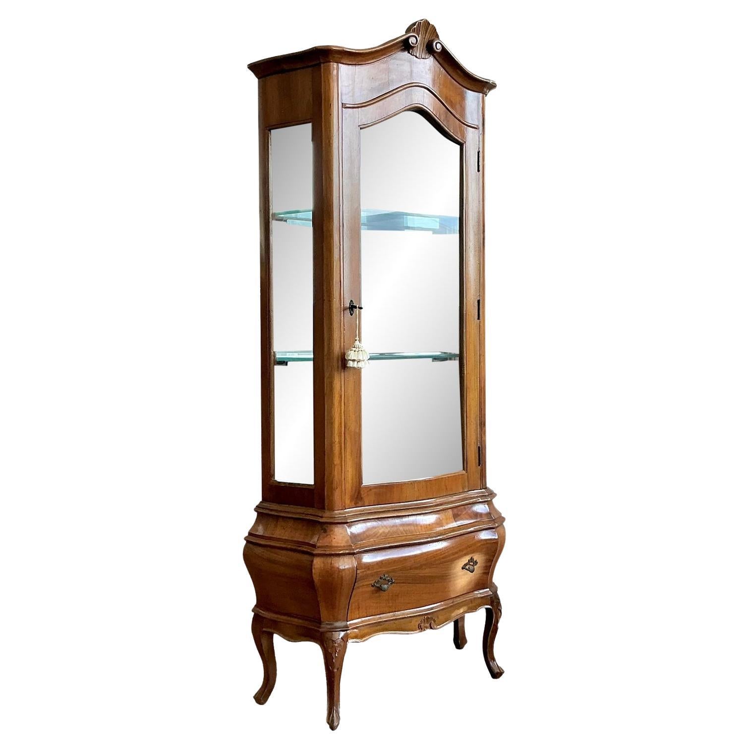 Cabinet de curiosité italien vintage en bois de ronce