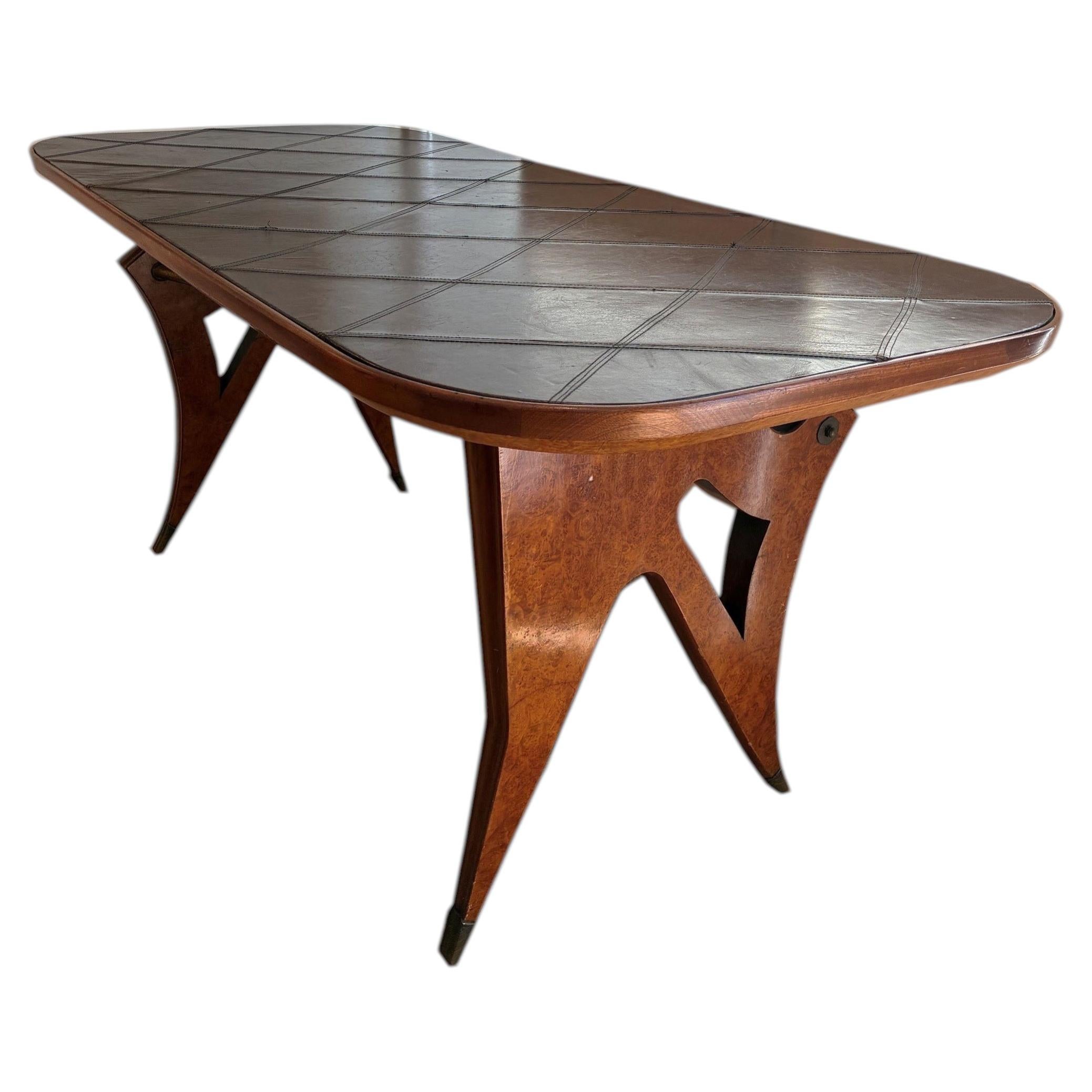 "Vintage Italian Dining Table by Guglielmo Ulrich, 1950s Burled Wood"