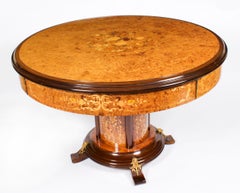 Vintage Italian Burr Walnut Games Card Roulette Table Mid 20th Century