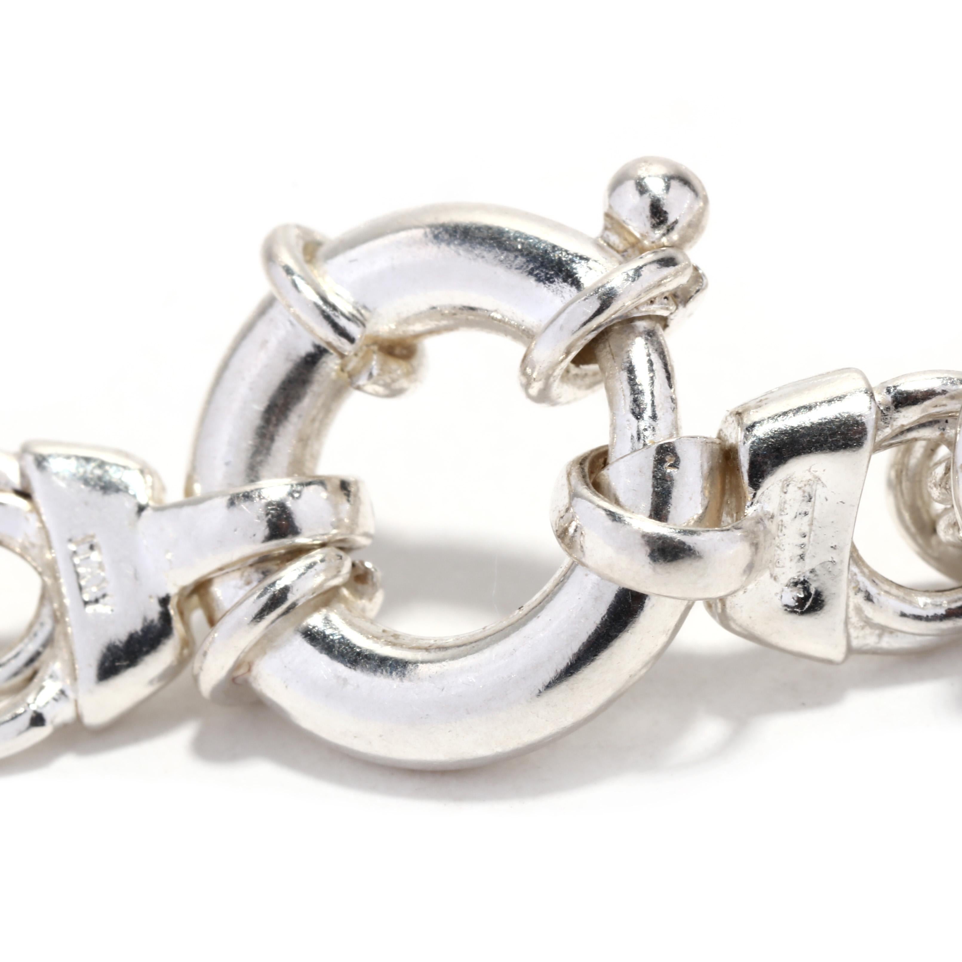 Women's or Men's Vintage Italian Byzantine Chain Bracelet, Sterling Silver