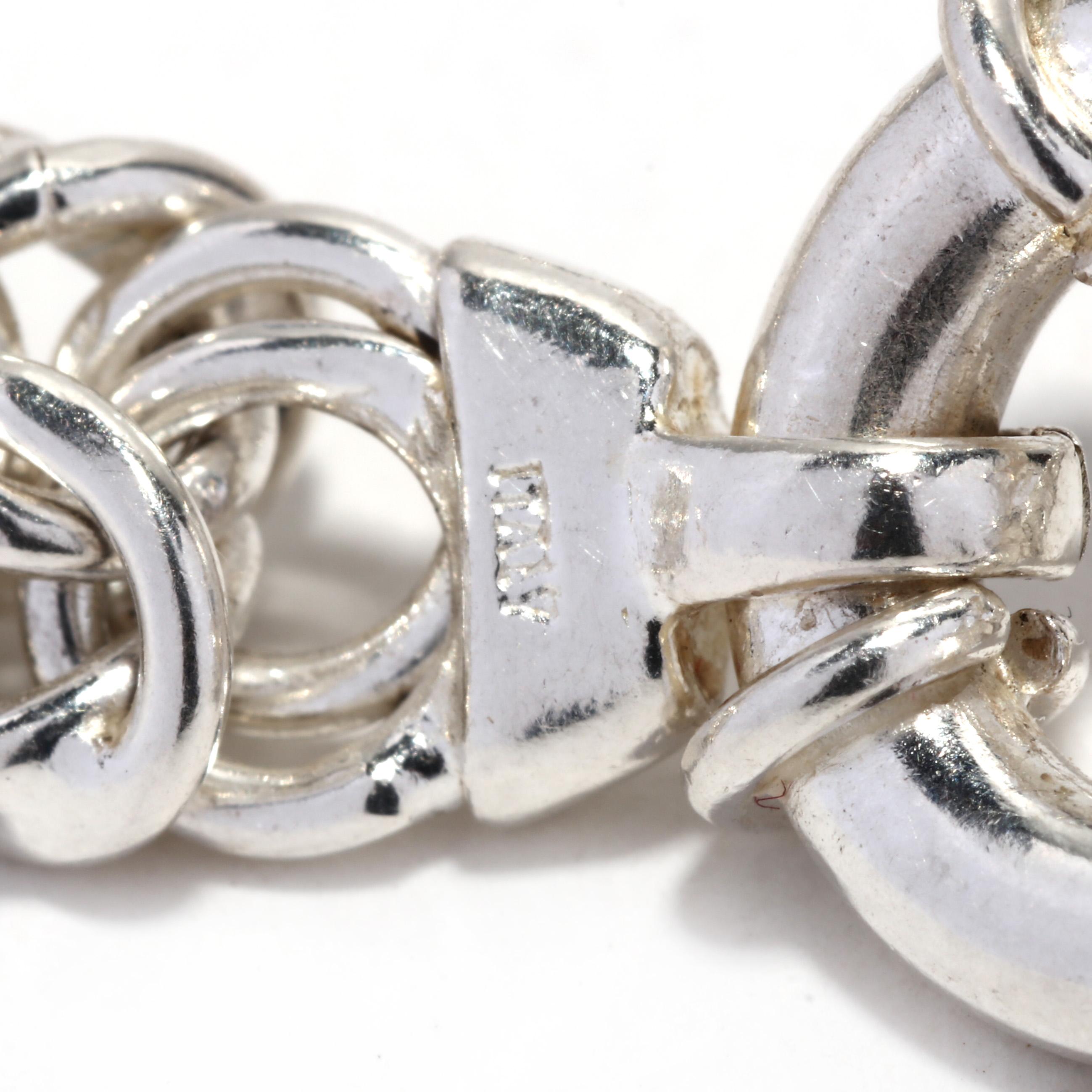 Vintage Italian Byzantine Chain Bracelet, Sterling Silver 1