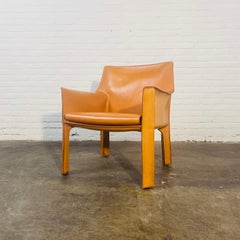 Vintage Italian Cab 414 Cognac Leather Chair by Mario Bellini for Cassina, 1970