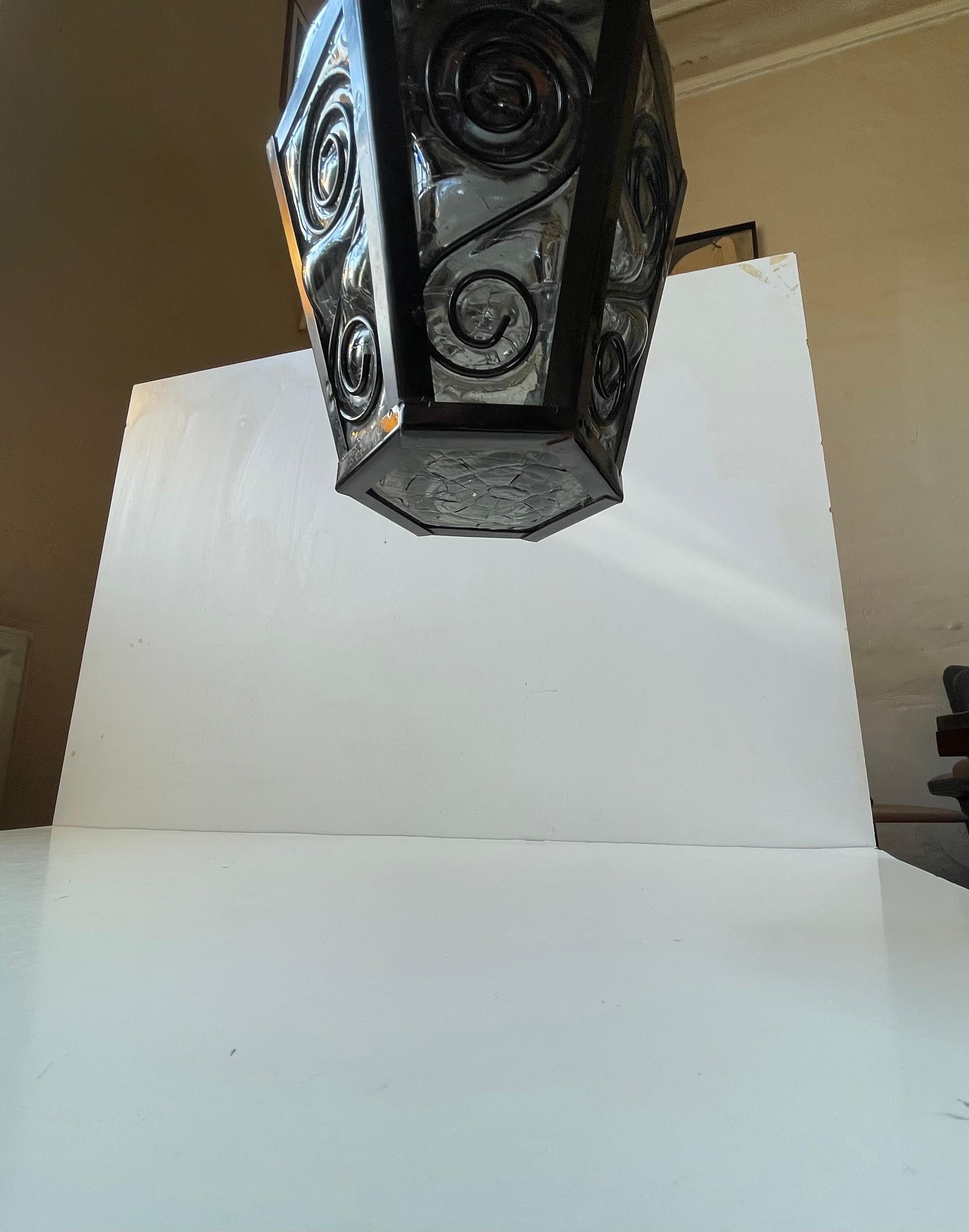 Vintage Italian Lamp, mundgeblasene Pendelleuchte aus grauem Murano-Glas, 1970er Jahre im Angebot 2