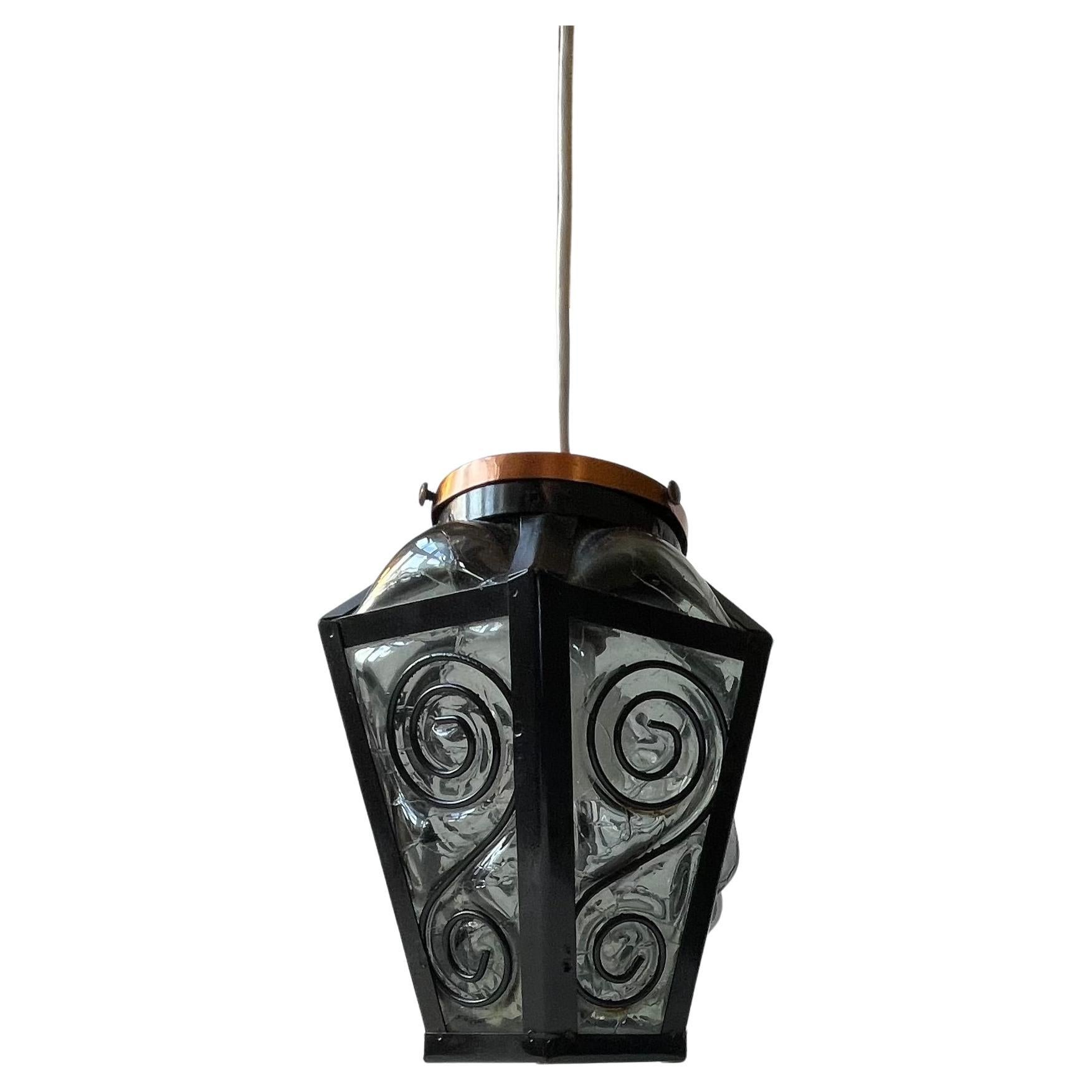 Vintage Italian Lamp, mundgeblasene Pendelleuchte aus grauem Murano-Glas, 1970er Jahre (Pulverbeschichtet) im Angebot