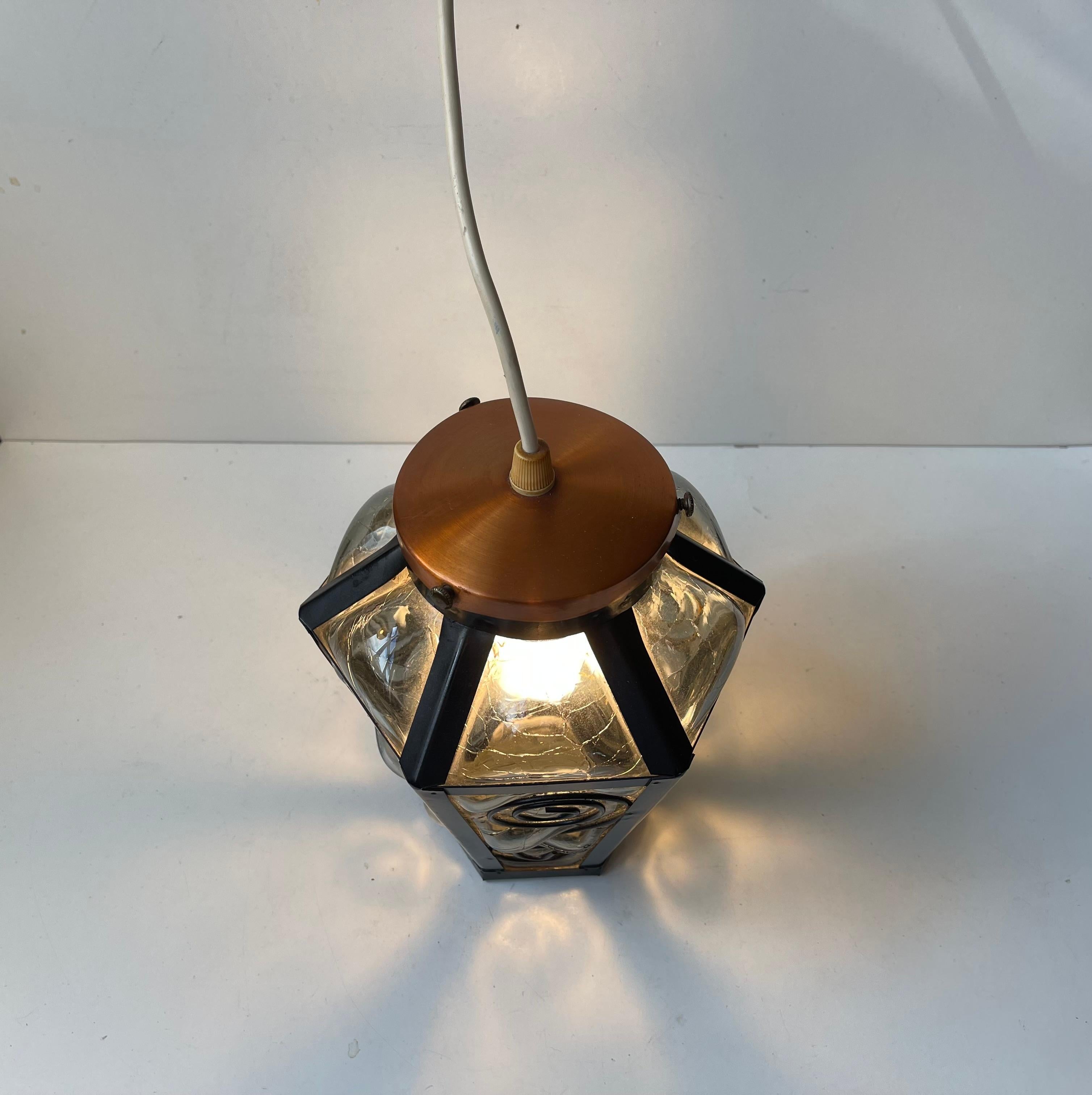 Vintage Italian Lamp, mundgeblasene Pendelleuchte aus grauem Murano-Glas, 1970er Jahre im Zustand „Gut“ im Angebot in Esbjerg, DK