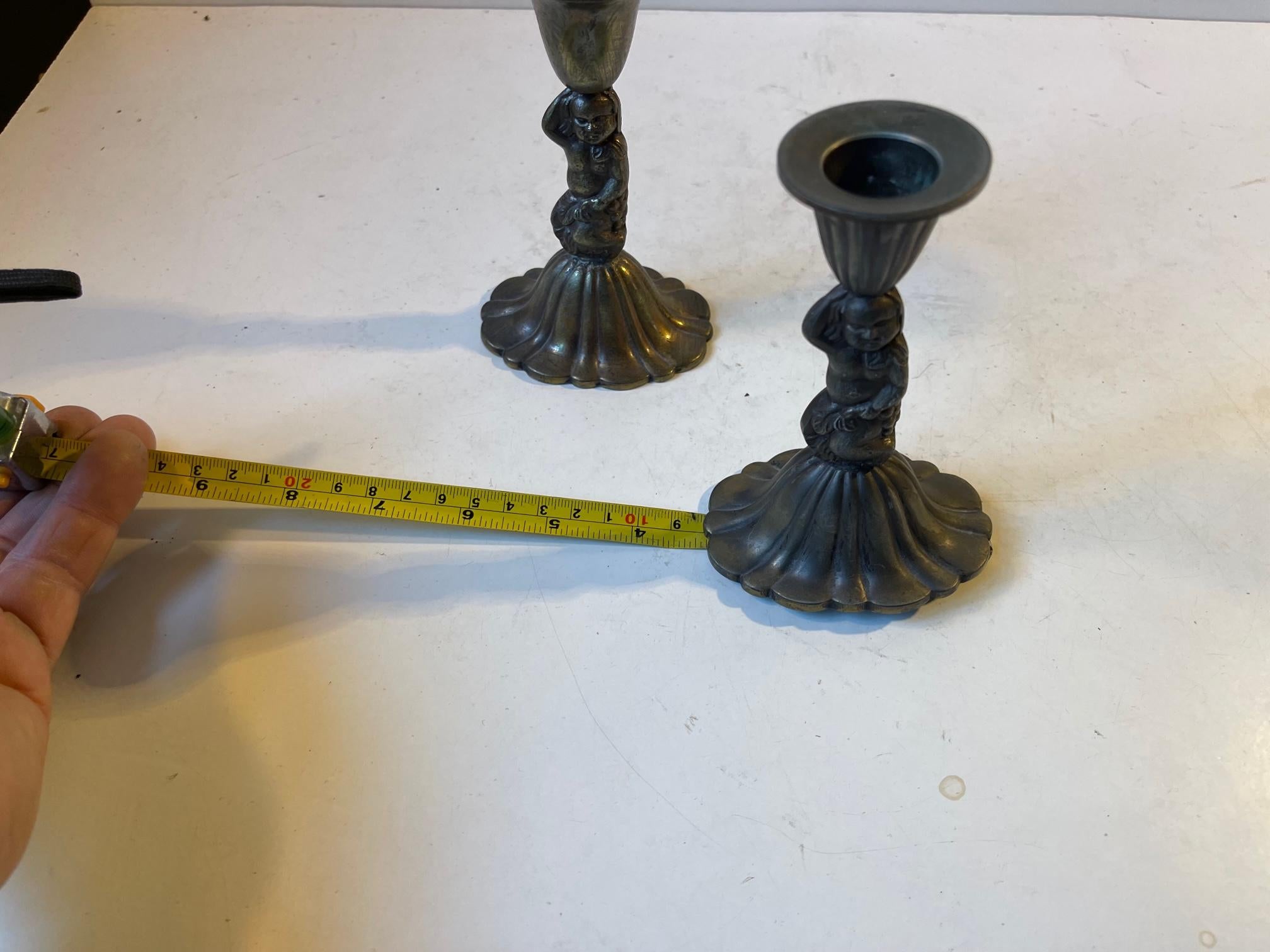 Vintage Italian Candleholders with Cherubs, 1940s For Sale 2