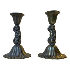 Candelabros italianos vintage con querubines, años 40