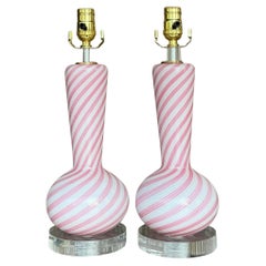 Italienische Vintage-Lampen aus Candy Swirl-Glas nach Murano, Candy Swirl, Paar