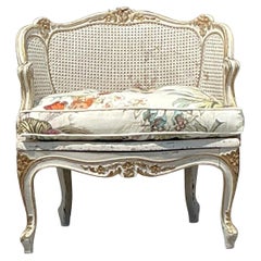 Italienischer Vintage-Loungesessel aus Schilfrohr mit Hackney House-Polsterung