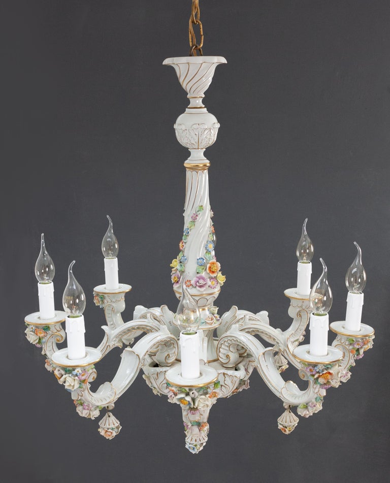 Vintage Italian Capodimonte Porcelain Chandelier For Sale ...