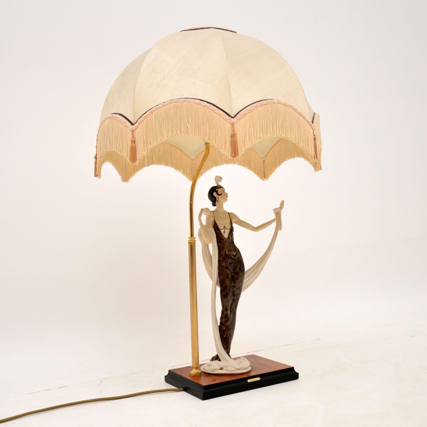 Art déco Lampe de table italienne vintage Capodimonte de Giuseppe Armani