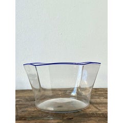 Vintage Italienisch Carlo Scarpa für Murano Blau bestückte Schale