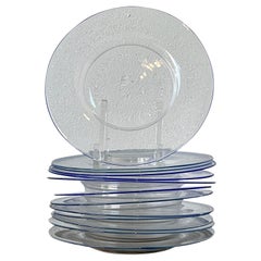 Vintage Italian Carloe Scarpa für Murano Blau gespitzte Glasteller - Satz von 12