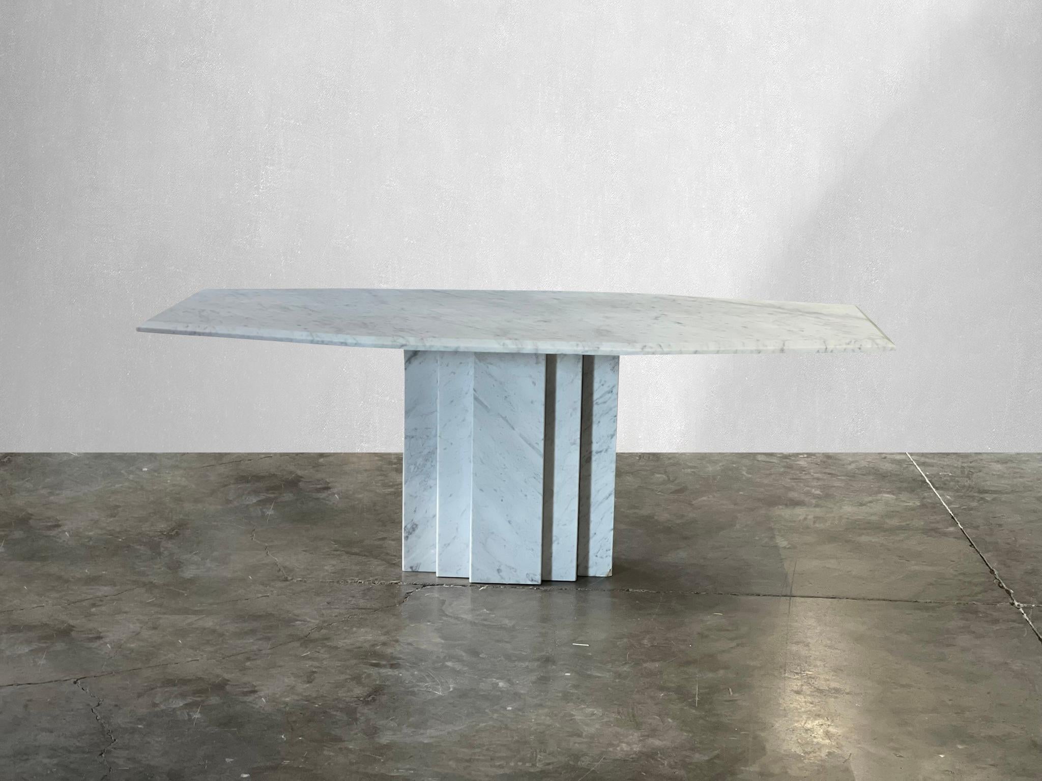 Vintage Italian Carrara Marble Dining Table In Good Condition In St Louis Park, MN