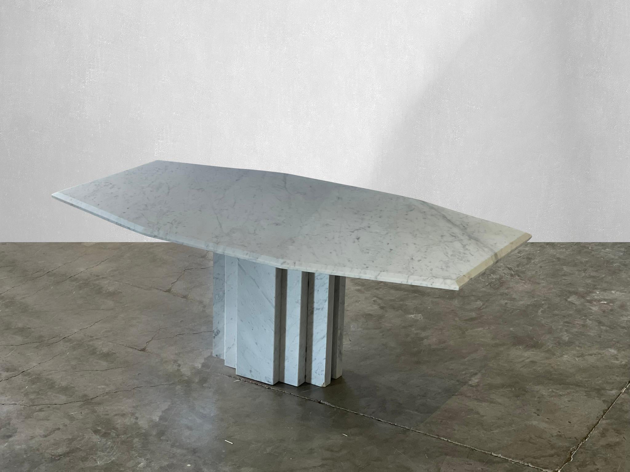 Vintage Italian Carrara Marble Dining Table For Sale at 1stDibs