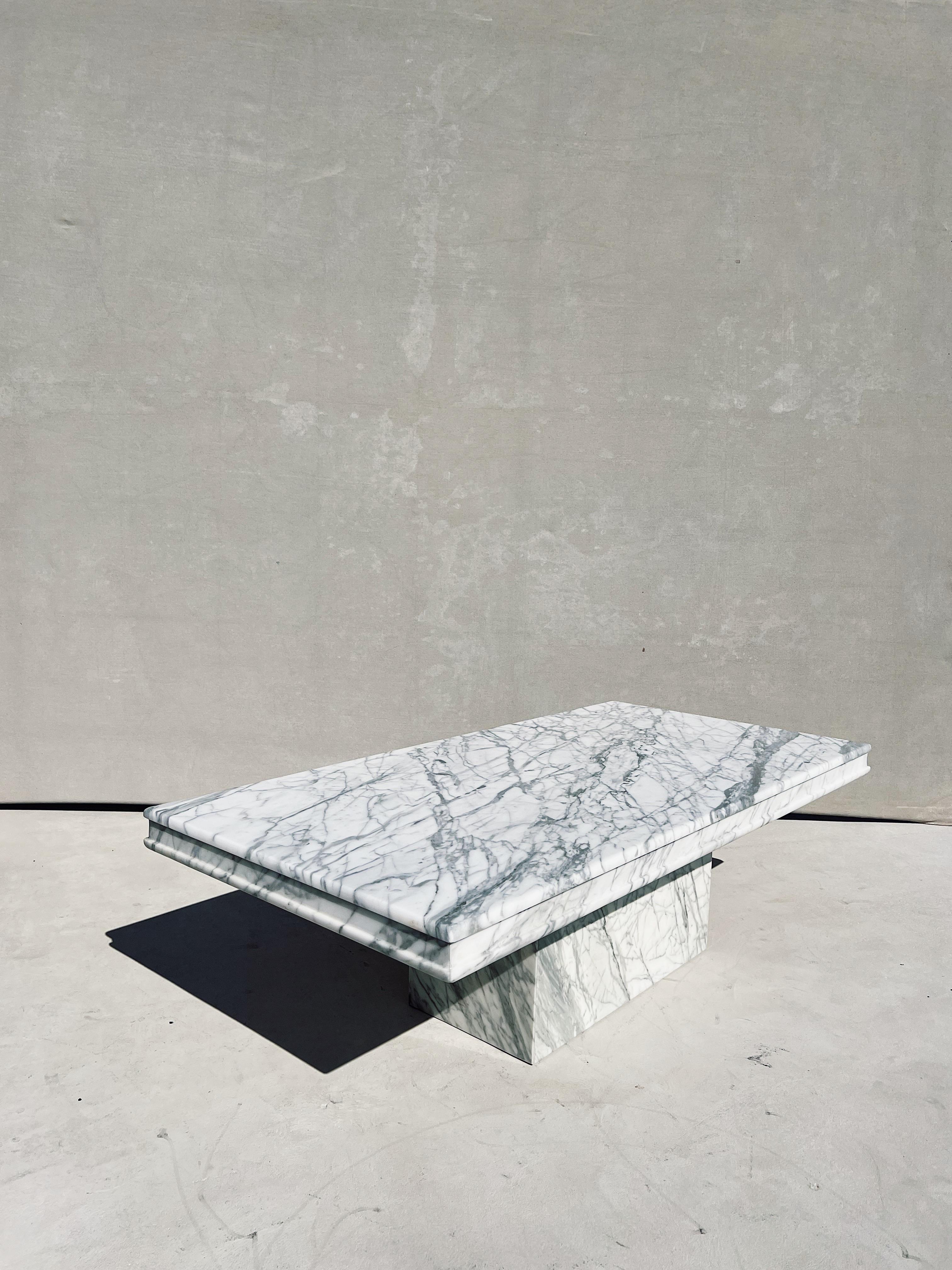 Vintage Italian Carrara Marble Rectangular Coffee Table For Sale 5