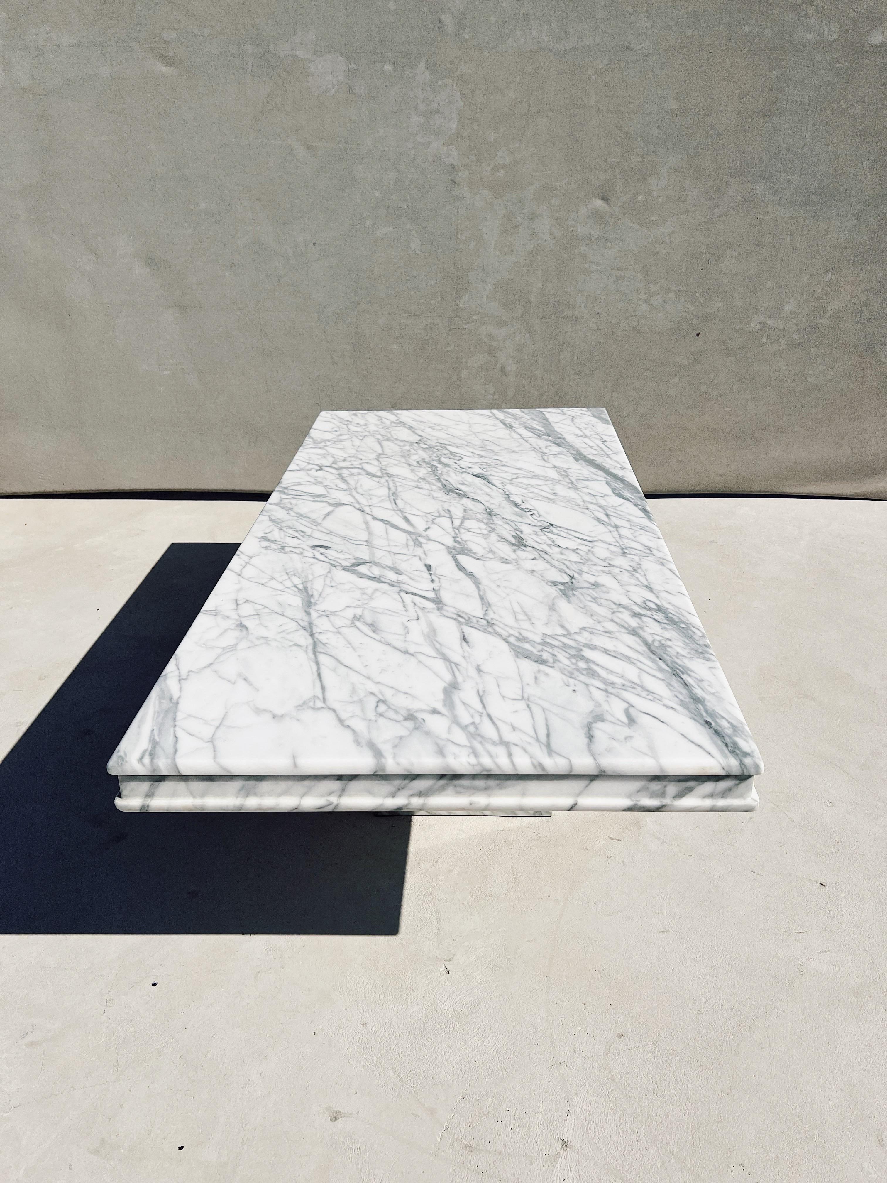 Vintage Italian Carrara Marble Rectangular Coffee Table For Sale 7