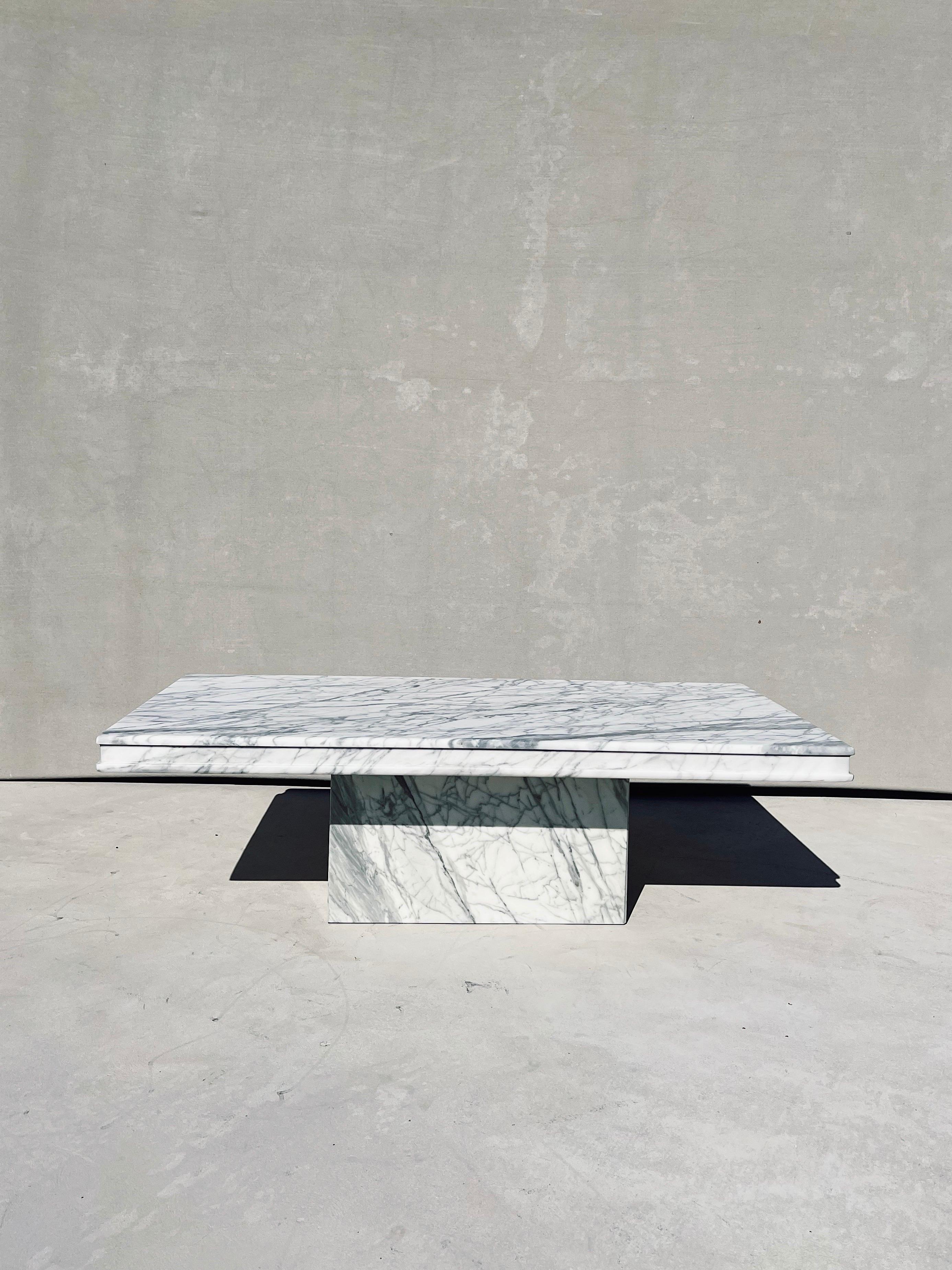 Vintage Italian carrara marble rectangular coffee table

Carrara marble is one of the oldest marbles in the world. It is simple, sophisticated and elegant. 

Designed and created in the 1970s, this vintage coffee table stands up to all modern