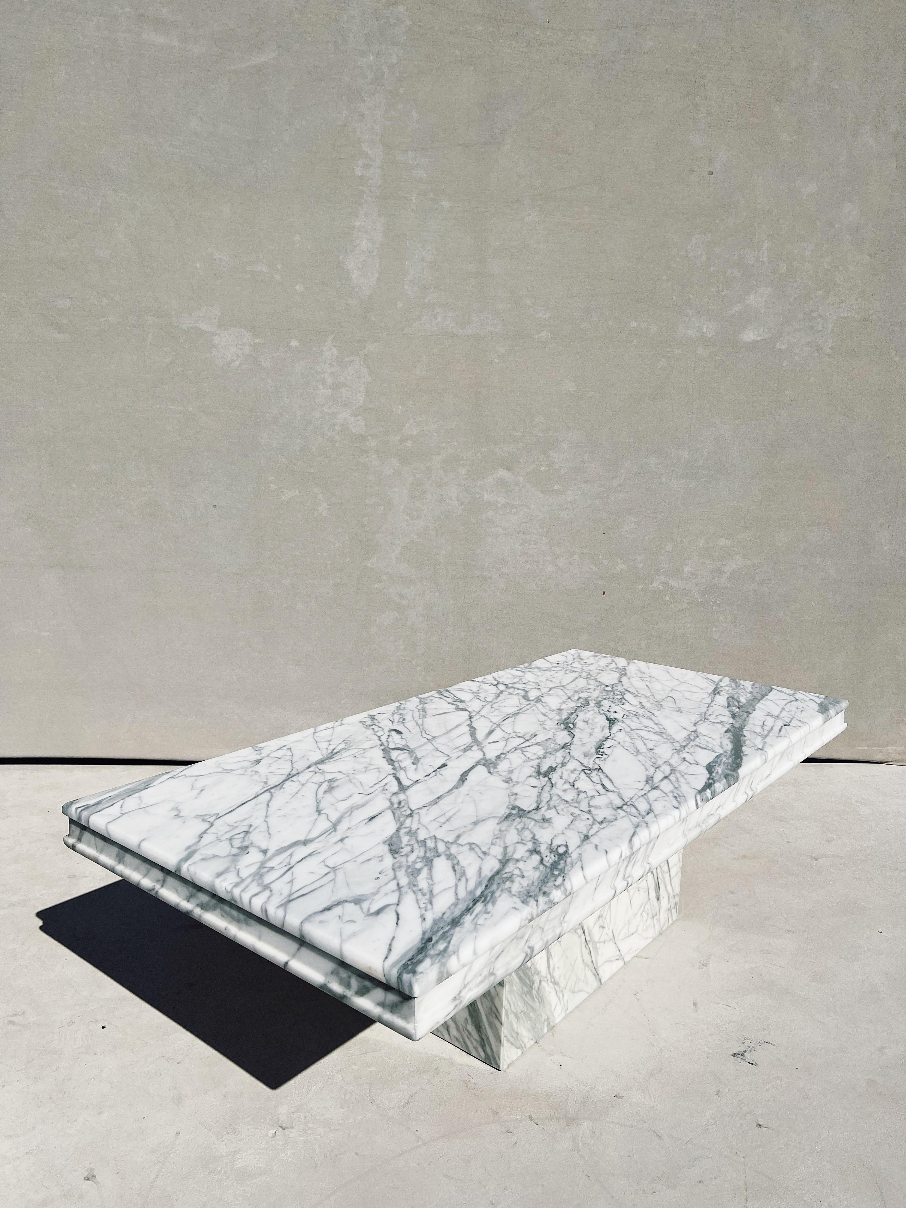 Modern Vintage Italian Carrara Marble Rectangular Coffee Table For Sale