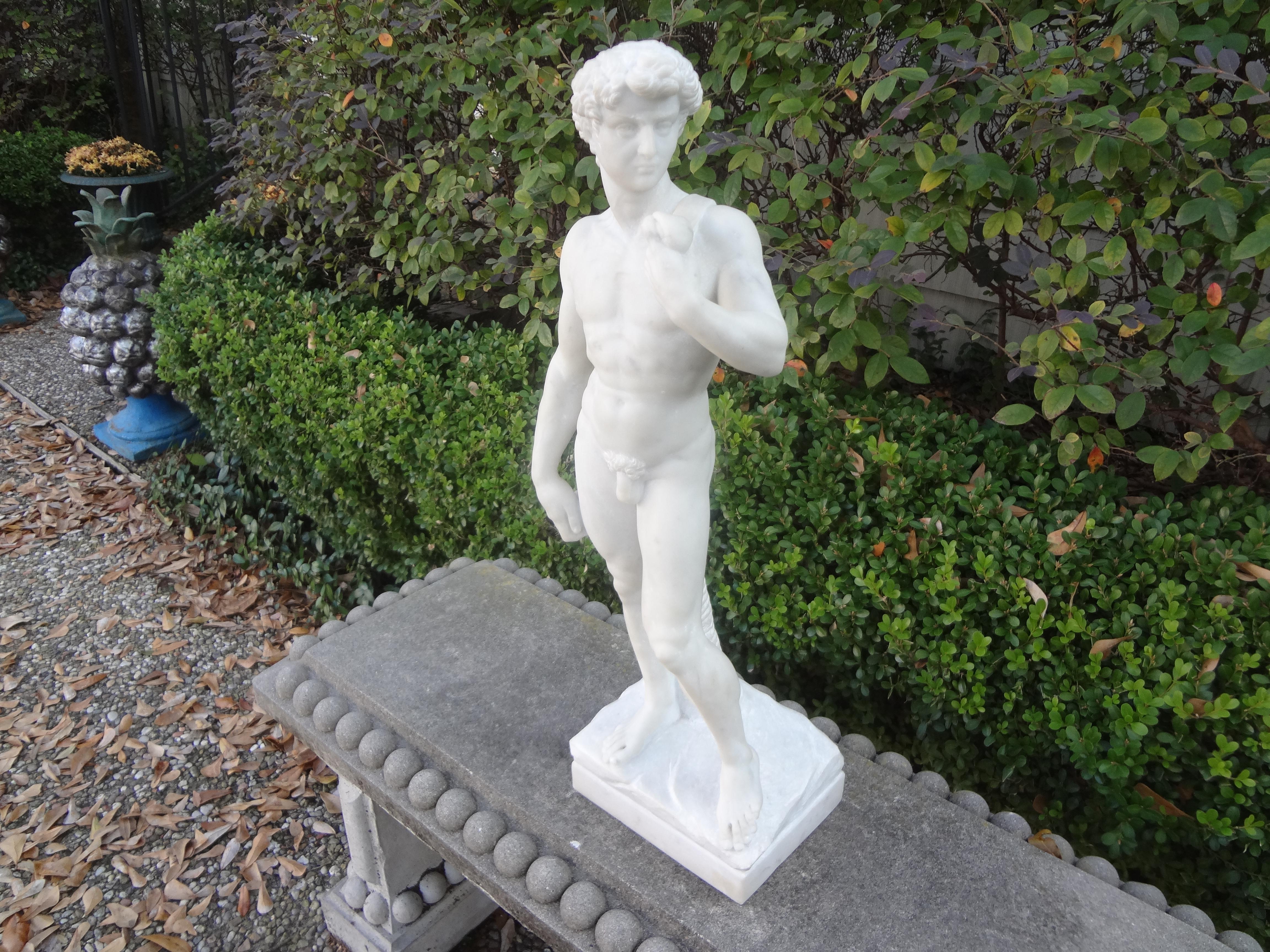 Vintage Italian Carrara Marble Sculpture of David For Sale 6