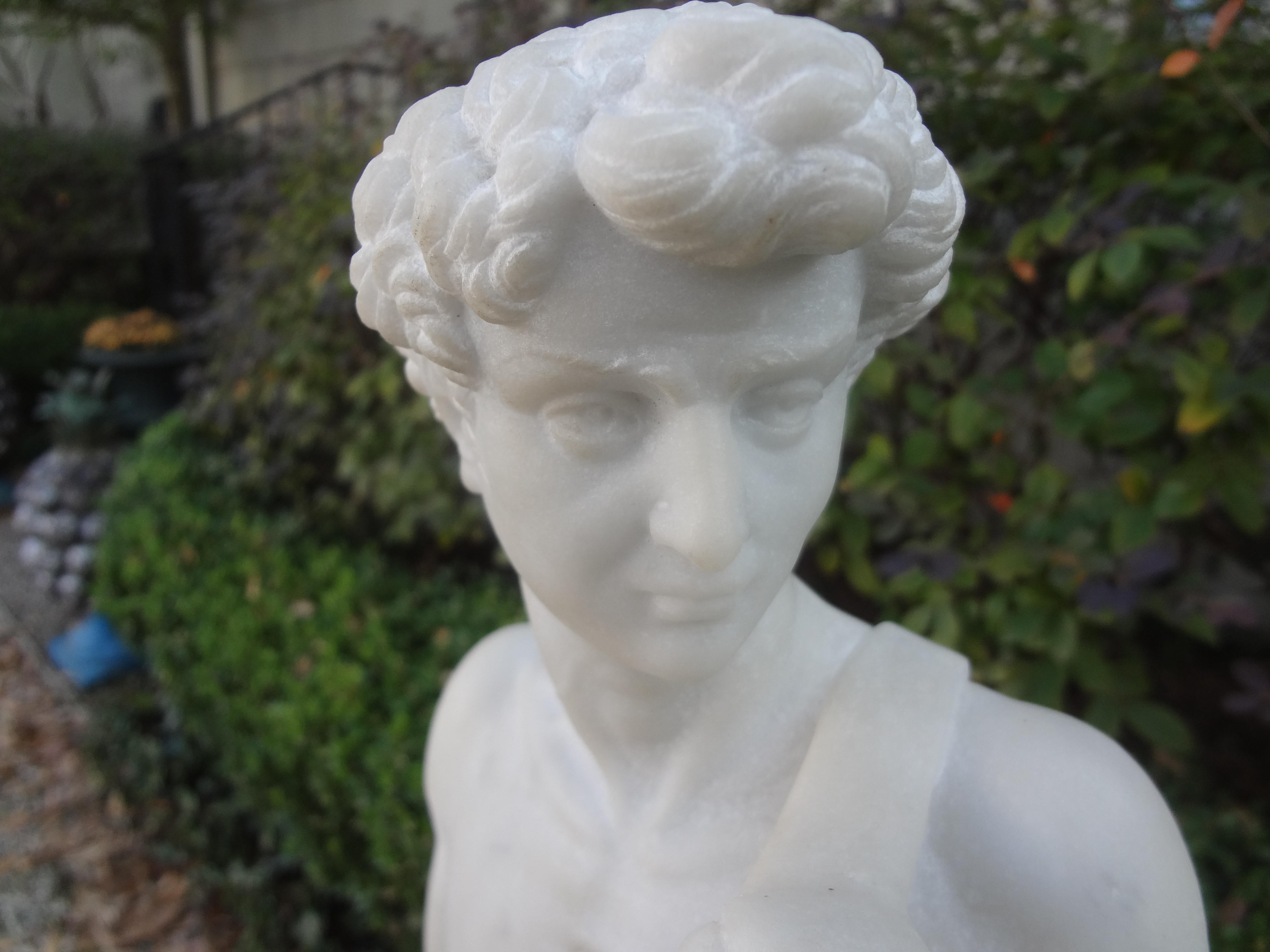 Grand Tour Vintage Italian Carrara Marble Sculpture of David For Sale